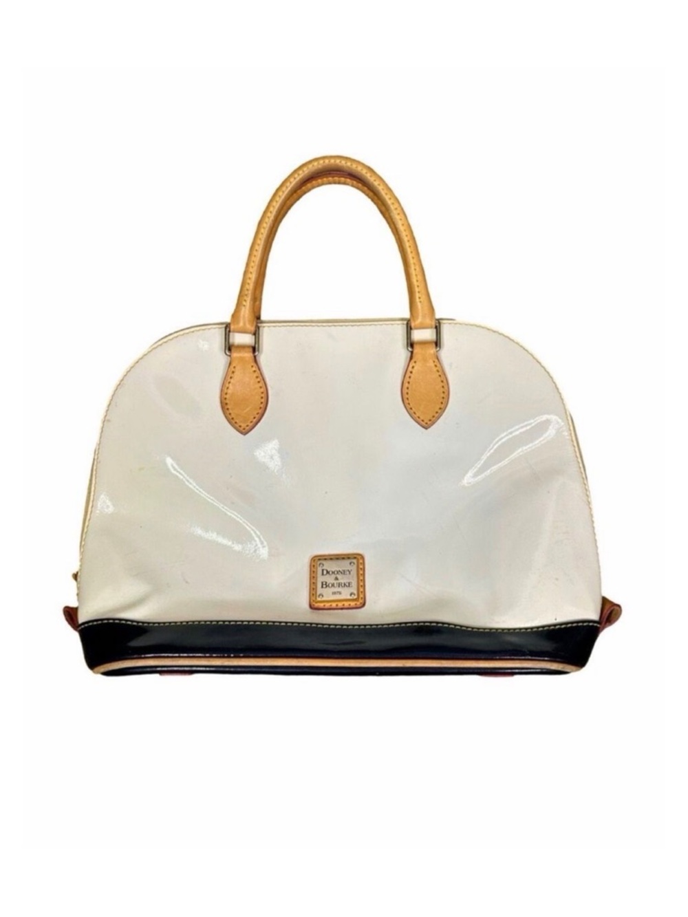 Vintage Dooney & Bourke Patent Leather Zip Zip Satchel - 11” x 9.5” x 5”